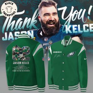 62 Jason Kelce 2011-2024 Philadelphia Eagles Signature Baseball Jacket