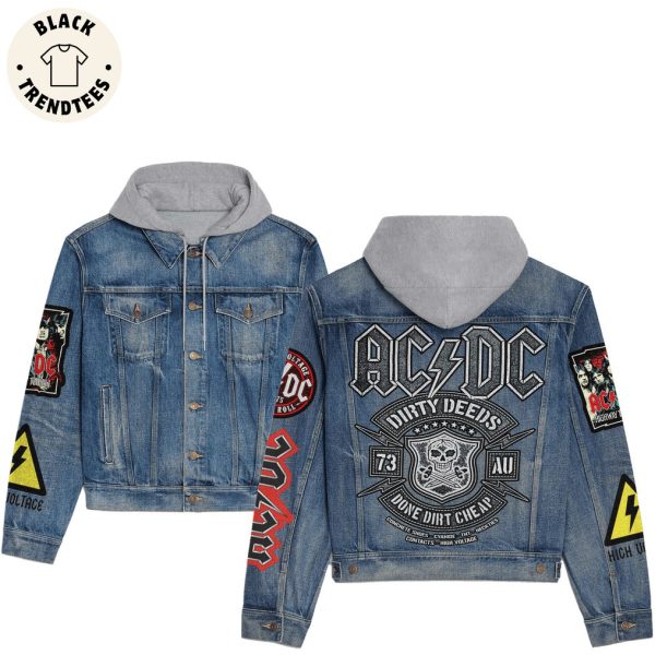 AC DC Dirty Deeds Done Dirt Cheap Hooded Denim Jacket