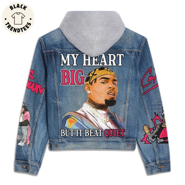 Chris Brown My Heart Big But It Beat Quiet Hooded Denim Jacket