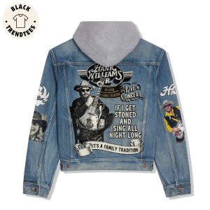 Hank Williams Jr Live Concert 45 Years If I Get Stoned And Sing All Night Long Hooded Denim Jacket