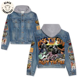 Kiss The Sun Fight The Fire Hooded Denim Jacket