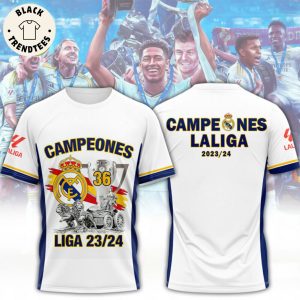 Campeones De Laliga 2023-2024 Real Madrid Design 3D T-Shirt