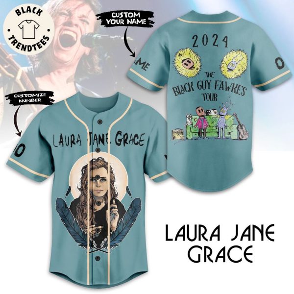 The Black Guy Fawkers Tour 2024 Laura Jane Grace Baseball Jersey