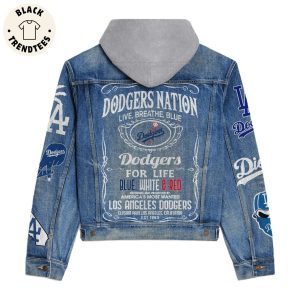 Dodgers Nation Live Breathe Blue Los Angeles Dodgers Design Hooded Denim Jacket