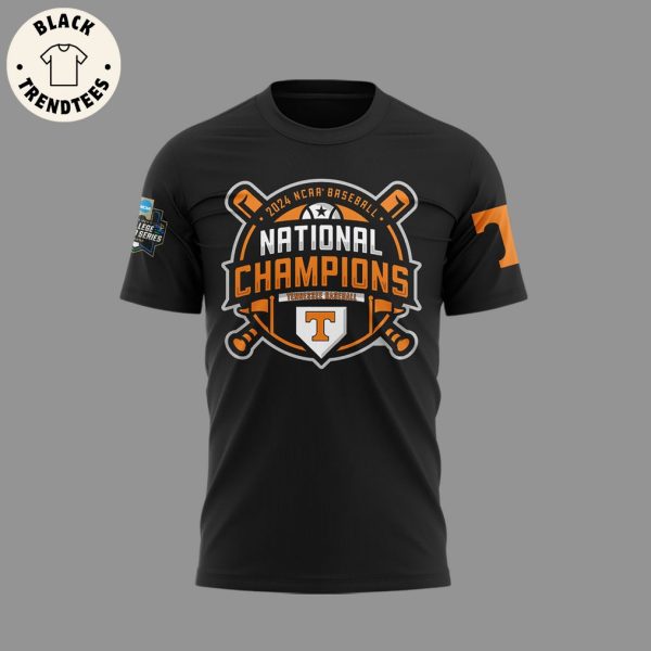 NCAA College Baseball National 2024 Champions Tennessee Volunteers Design Black 3D T-Shirt