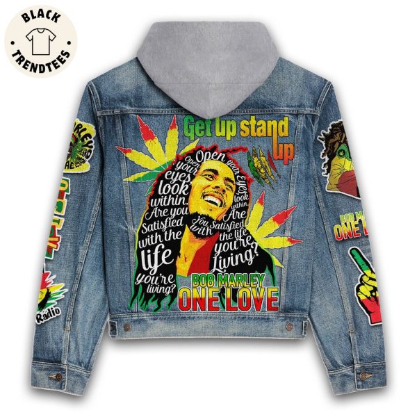 Bob Marley Get Up Stand Up Hooded Denim Jacket