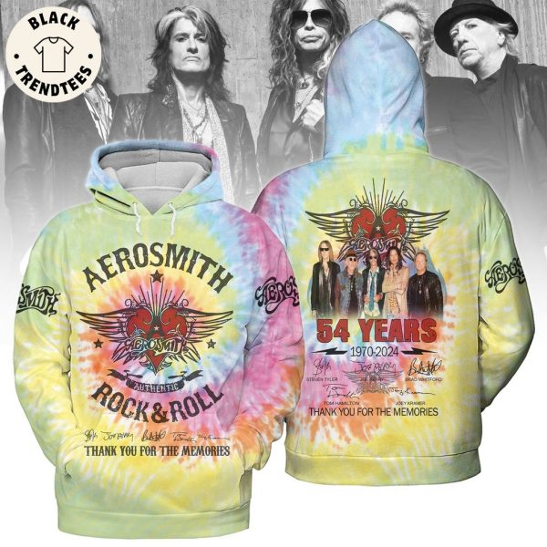 Aerosmith Rock & Roll Signature Thank You For The Memories 54 Years 1970-2024 Design Hoodie