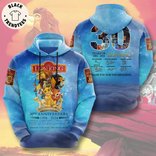 The Lion King 30 Years Of 1994-2024 Signature Thank You For The Memories Hoodie